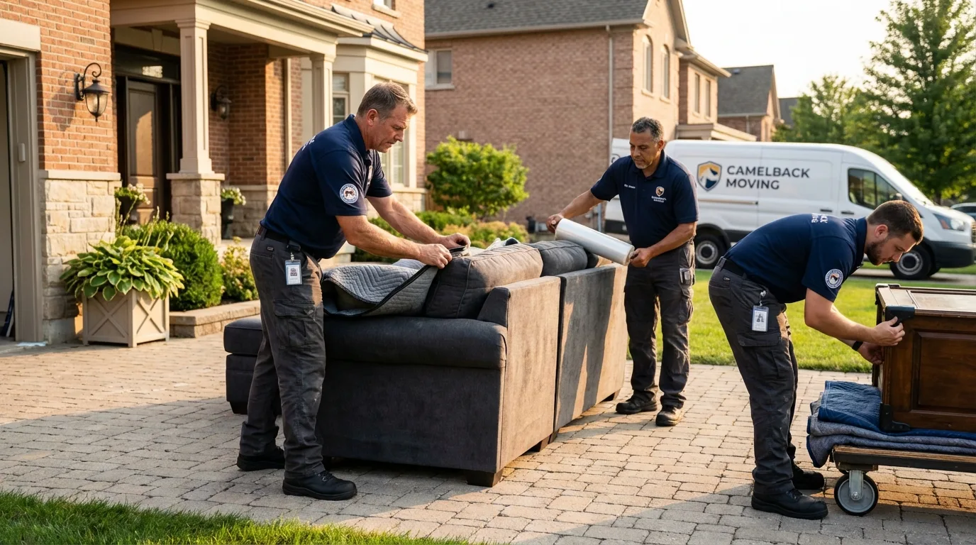 Large estate moving crew wrapping furniture in Zion, IL